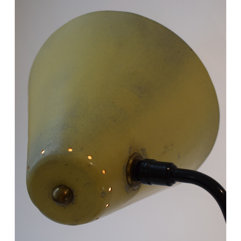 Lampe vintage en métal laqué noir et jaune de Jacques Biny - 1950