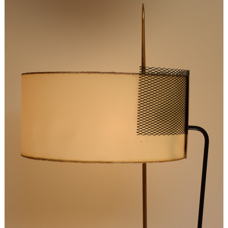 Vintage black metal and brass Arlus floor lamp - 1950s