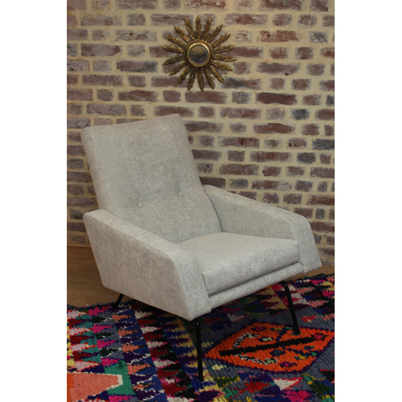 Vintage grey armchair by Pierre Guariche - 1950s