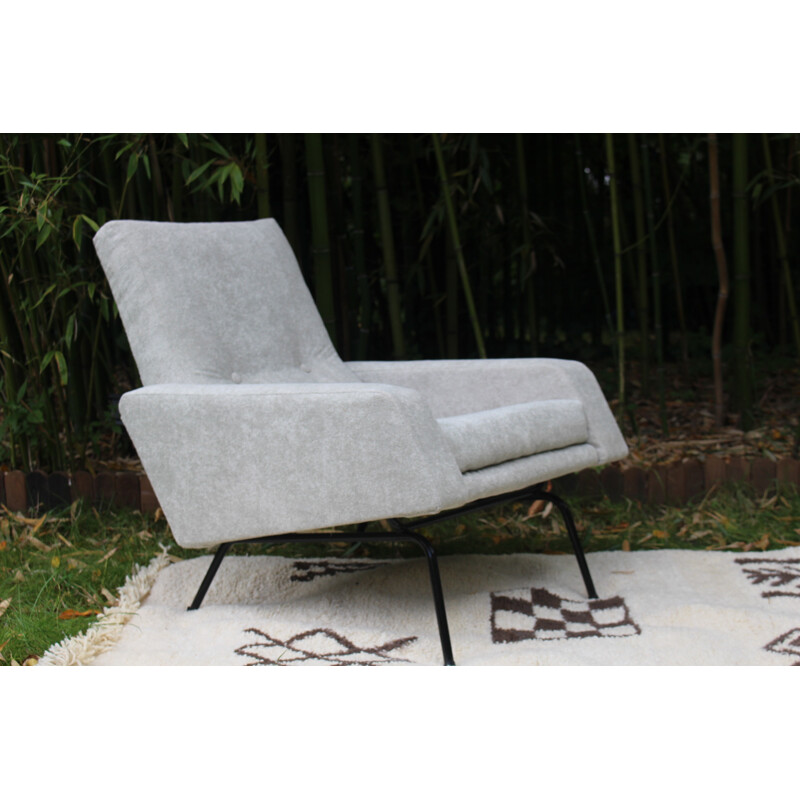 Vintage grey armchair by Pierre Guariche - 1950s