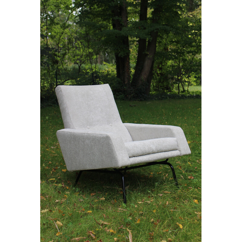 Vintage grey armchair by Pierre Guariche - 1950s
