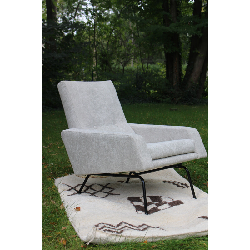 Vintage grey armchair by Pierre Guariche - 1950s