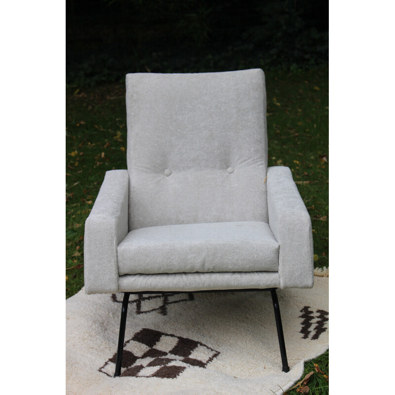 Vintage grey armchair by Pierre Guariche - 1950s