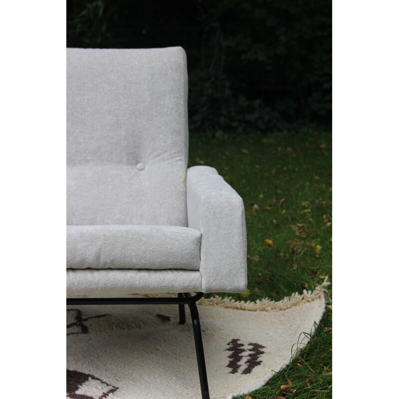 Vintage grey armchair by Pierre Guariche - 1950s