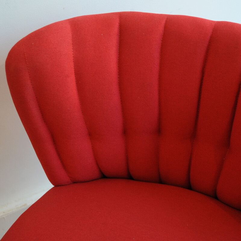 Red shell model cocktail armchair - 1960s