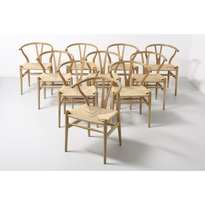 Set of 10 Wishbone CH-24 dining chairs  by Hans J. Wegner for Carl Hansen - 1950