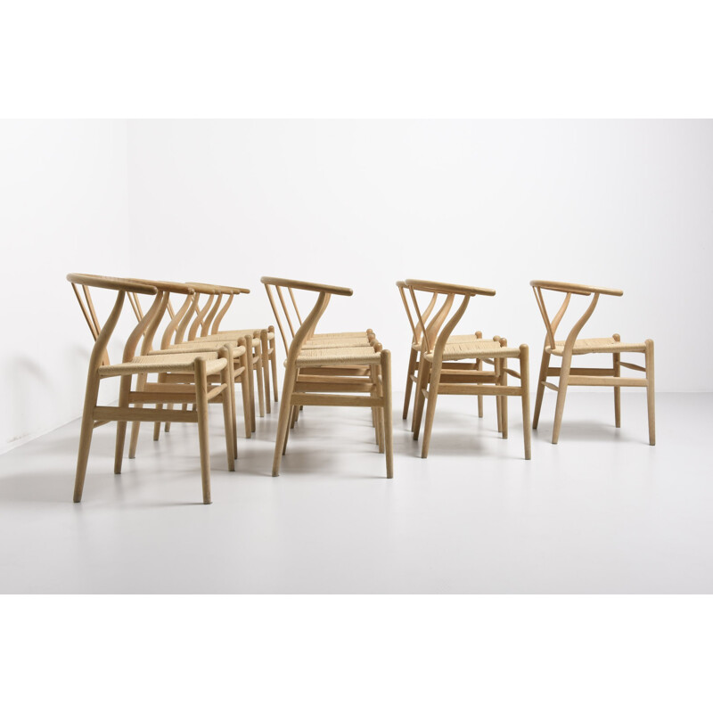 Set of 10 Wishbone CH-24 dining chairs  by Hans J. Wegner for Carl Hansen - 1950