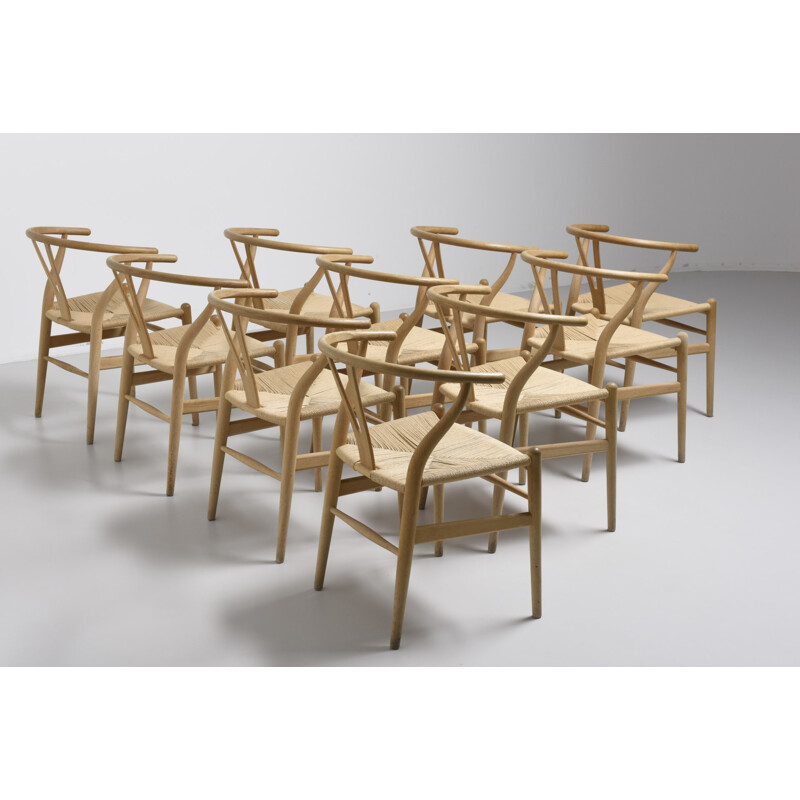 Set of 10 Wishbone CH-24 dining chairs  by Hans J. Wegner for Carl Hansen - 1950