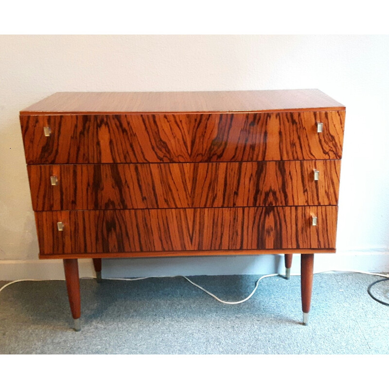 French vintage zebrano chest of drawers - 1960s 