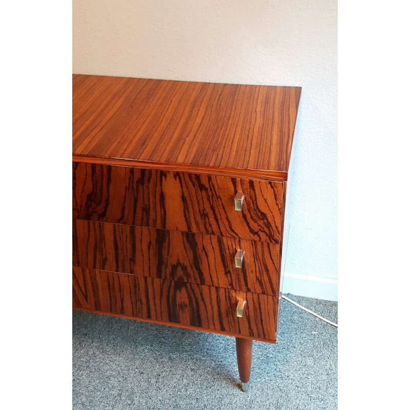 French vintage zebrano chest of drawers - 1960s 