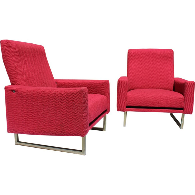 Pair of vintage red armchairs - 1960s