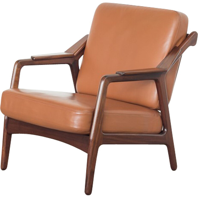 Vintage easy chair in teak and leather by Brockmann Petersen for Randers - 1950s