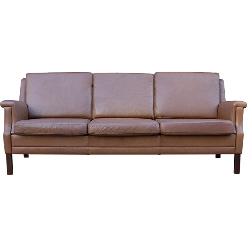 Vintage brown 3-seater sofa - 1950s