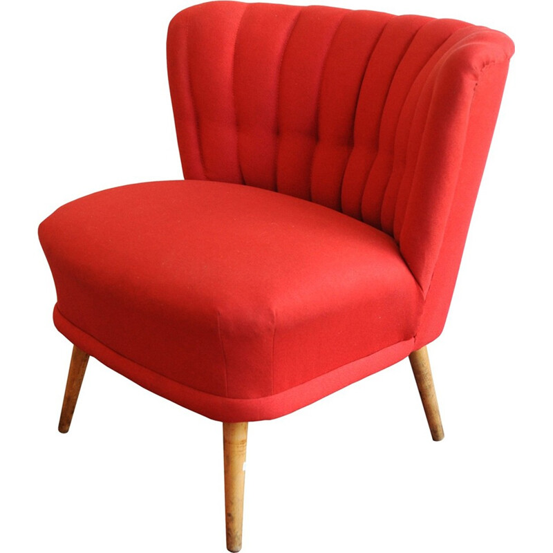 Red shell model cocktail armchair - 1960s