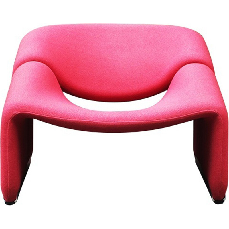 Red Kvadrat fabric Groovy armchair - 1970s