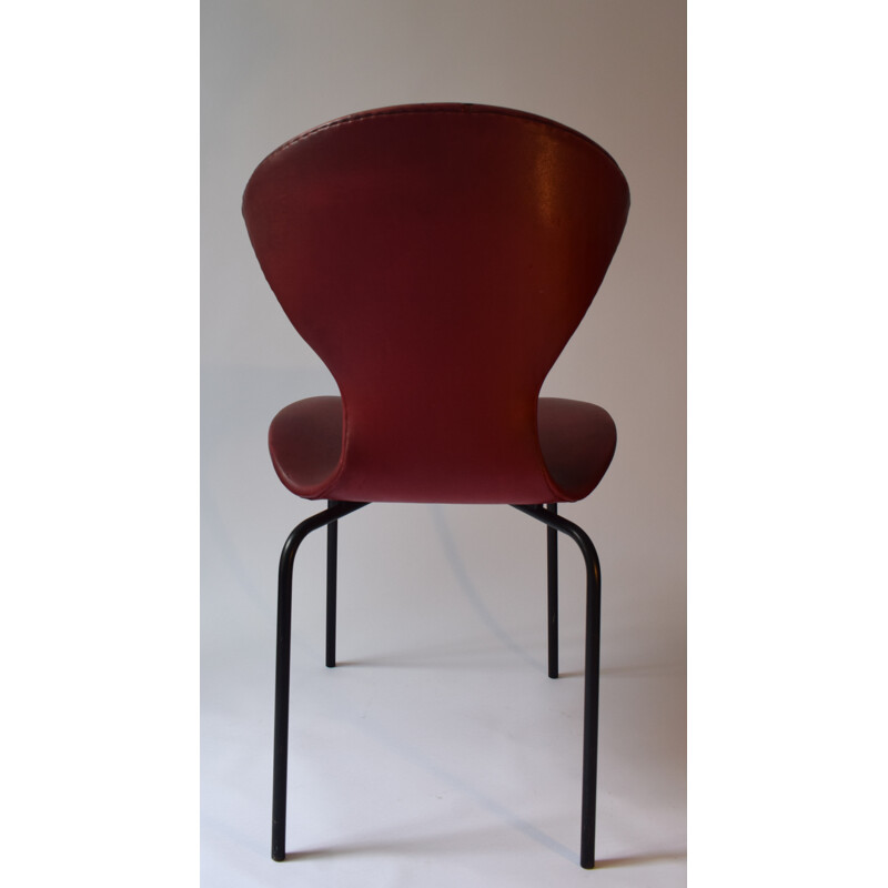 Red leatherette chair by Geneviève Dangles and Christian Defrance - 1950s