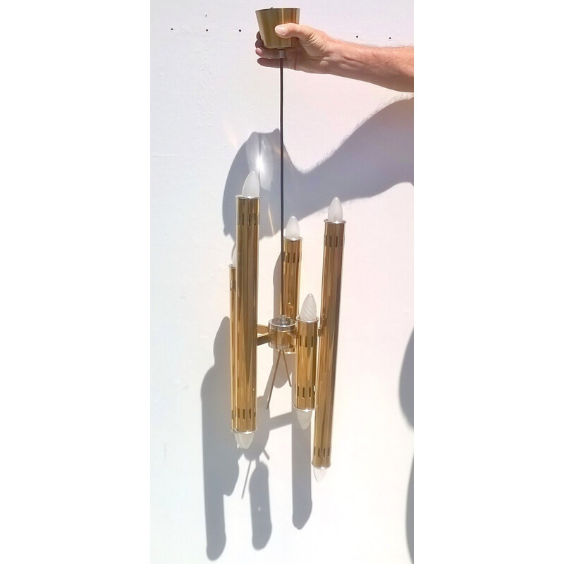Vintage Brass Hanging lamp by Oscar Torlasco - 1970s