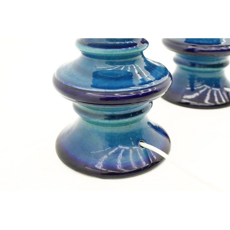 Pair of Blue Ceramic Table Lamps - 1960s