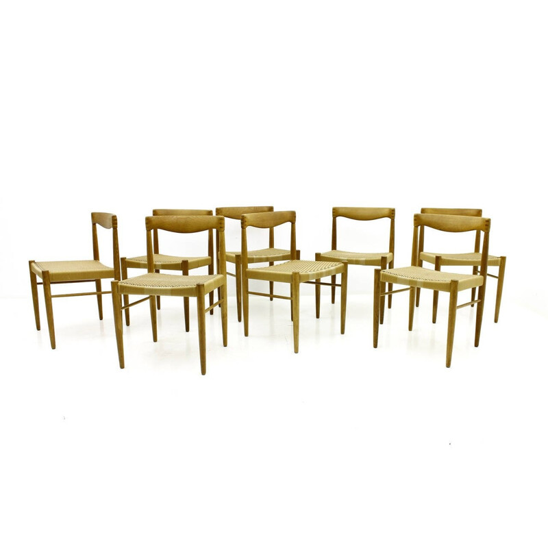Set of 8 Vintage Oak chairs by H.W. Klein for Bramin - 1960s