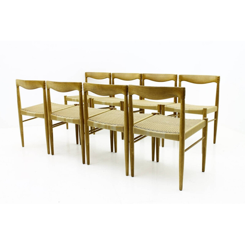 Set of 8 Vintage Oak chairs by H.W. Klein for Bramin - 1960s