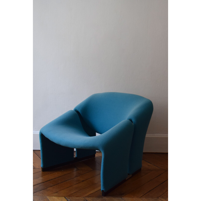 "Groovy" F580 Blue armchair by Pierre Paulin for Artifort - 1960s