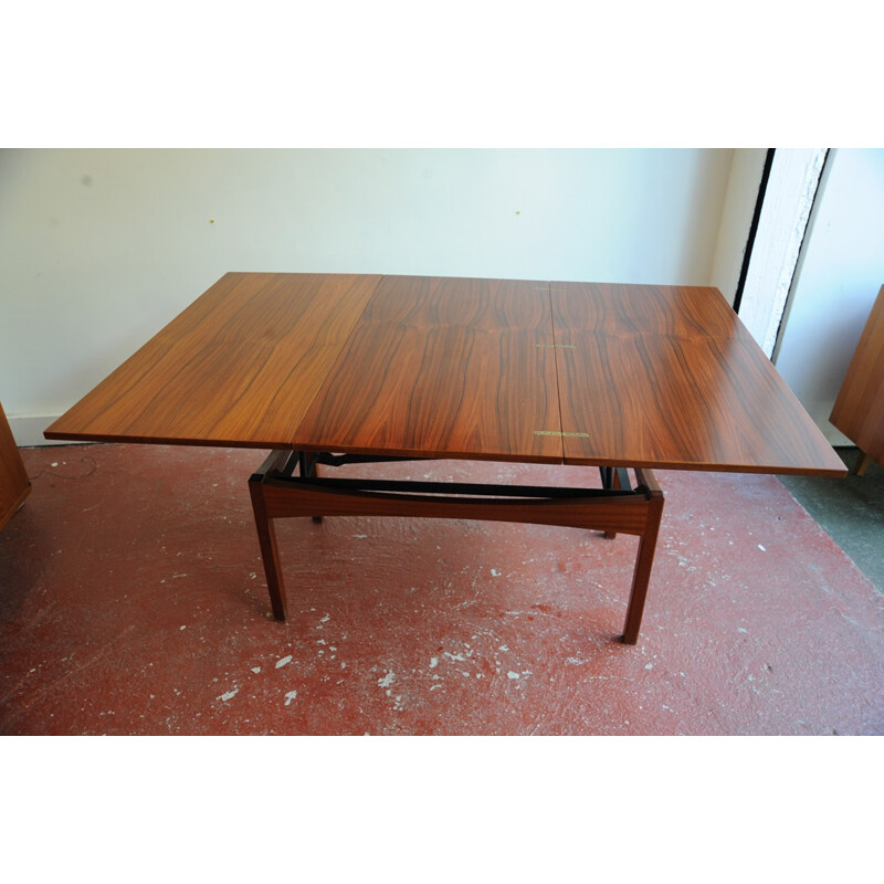 Vintage rosewood table with expansion mechanism - 1950s