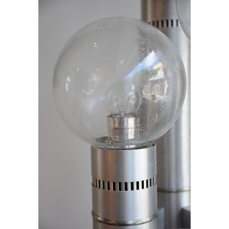 Lampe vintage italienne 3 tubes en aluminium - 1970