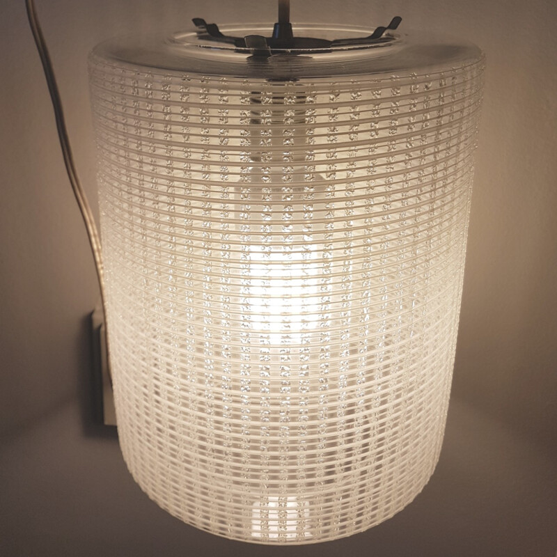 Vintage frosted glass pendant lamp B-1174 - 1960s