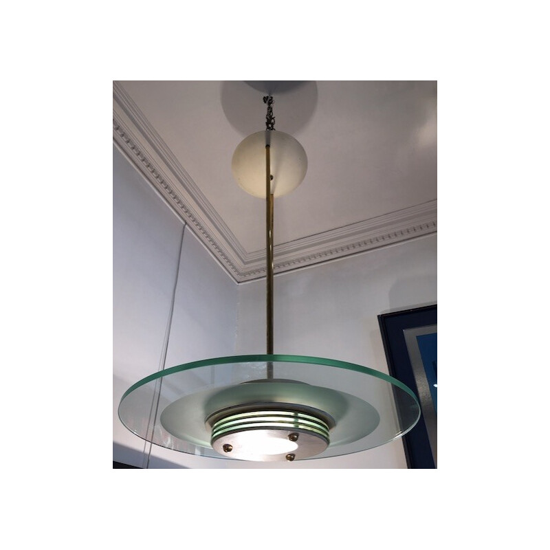 Mid century Ceiling lamp with glass disc for Sirrah - 1960s