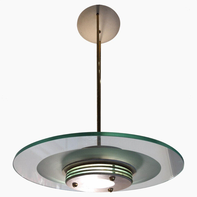 Mid century Ceiling lamp with glass disc for Sirrah - 1960s