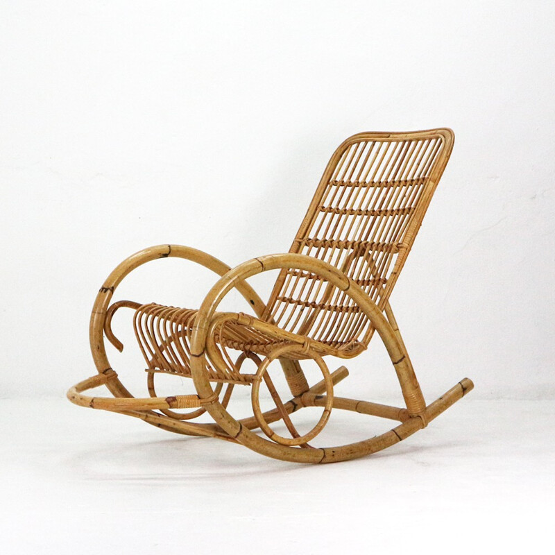 Mid-Century rattan rocking chair - 1960s