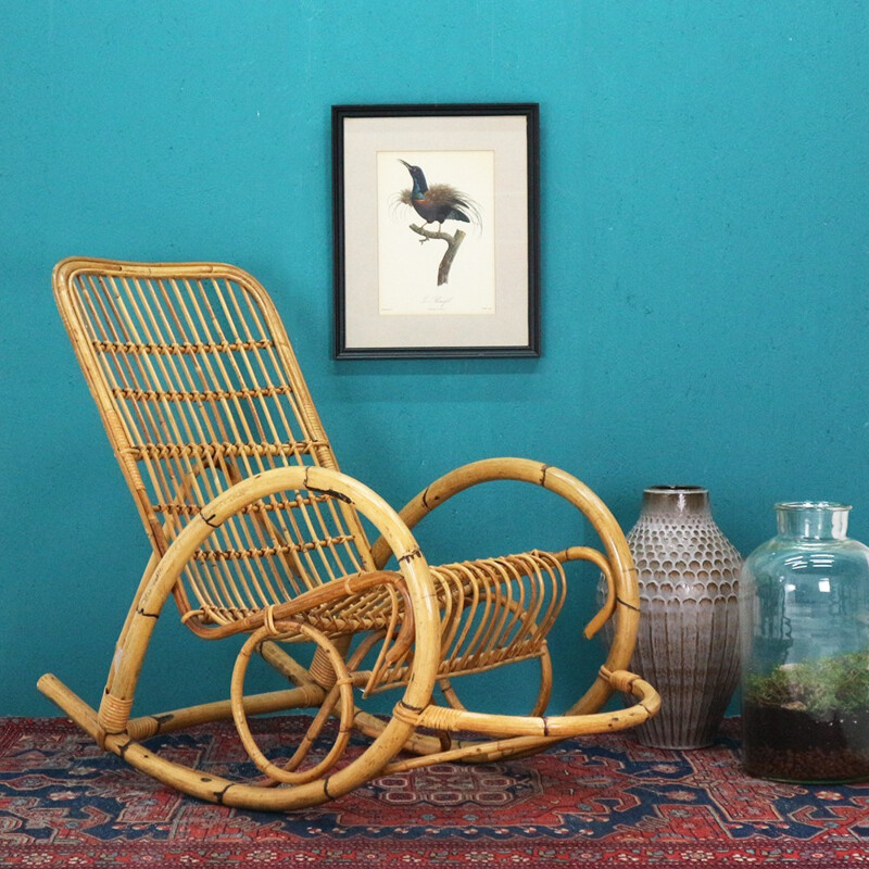 Mid-Century rattan rocking chair - 1960s