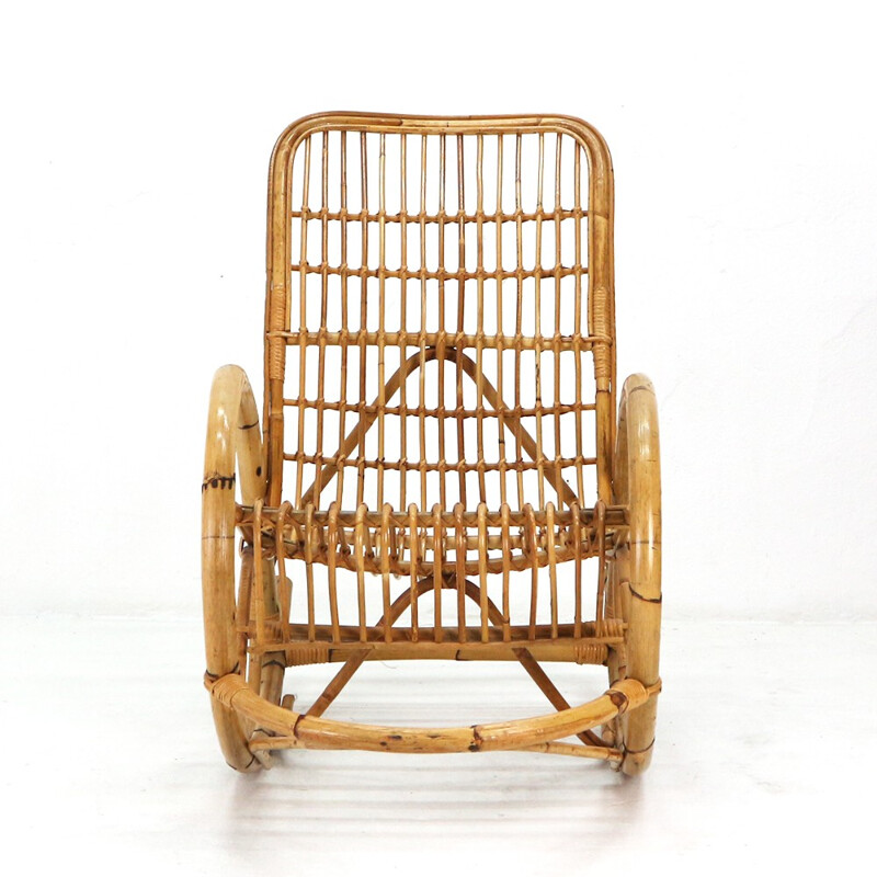 Mid-Century rattan rocking chair - 1960s