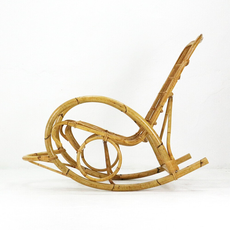 Mid-Century rattan rocking chair - 1960s