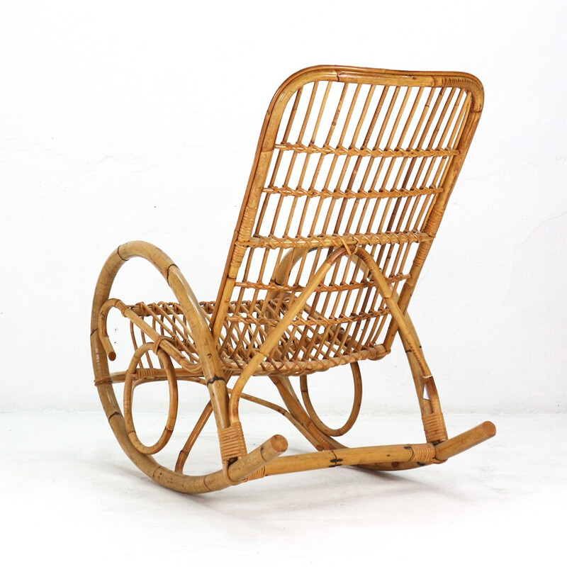 Mid-Century rattan rocking chair - 1960s