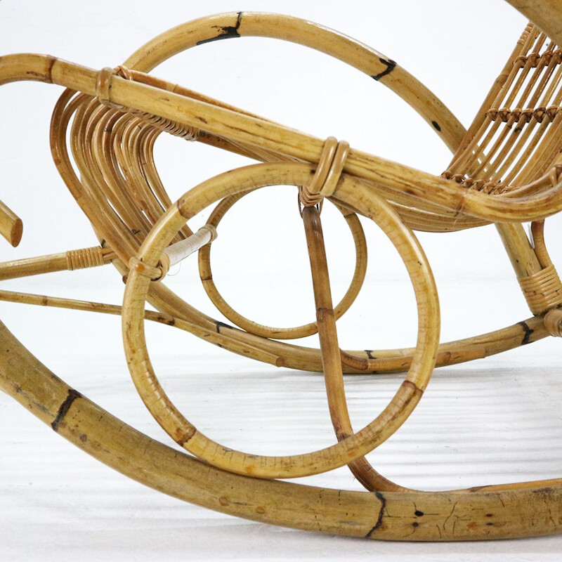 Mid-Century rattan rocking chair - 1960s