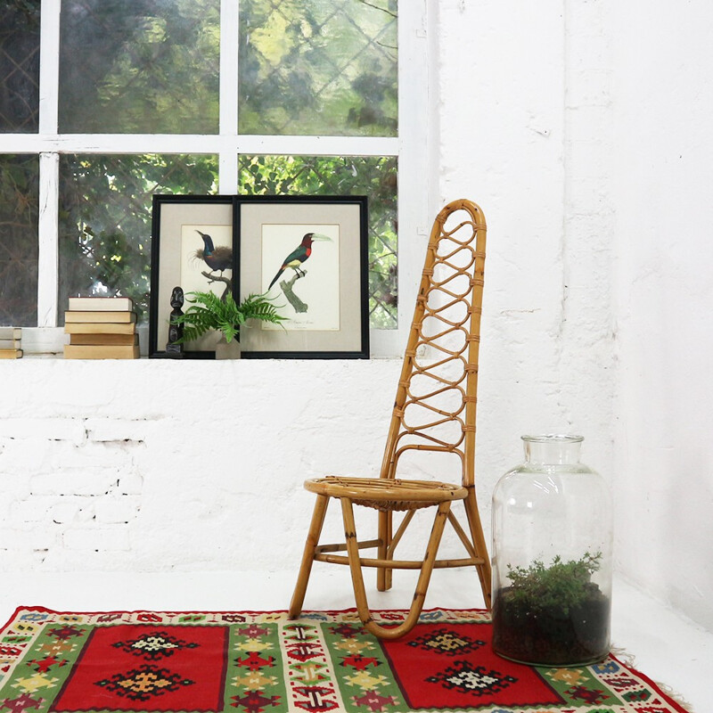 Rattan vintage side chair - 1960s