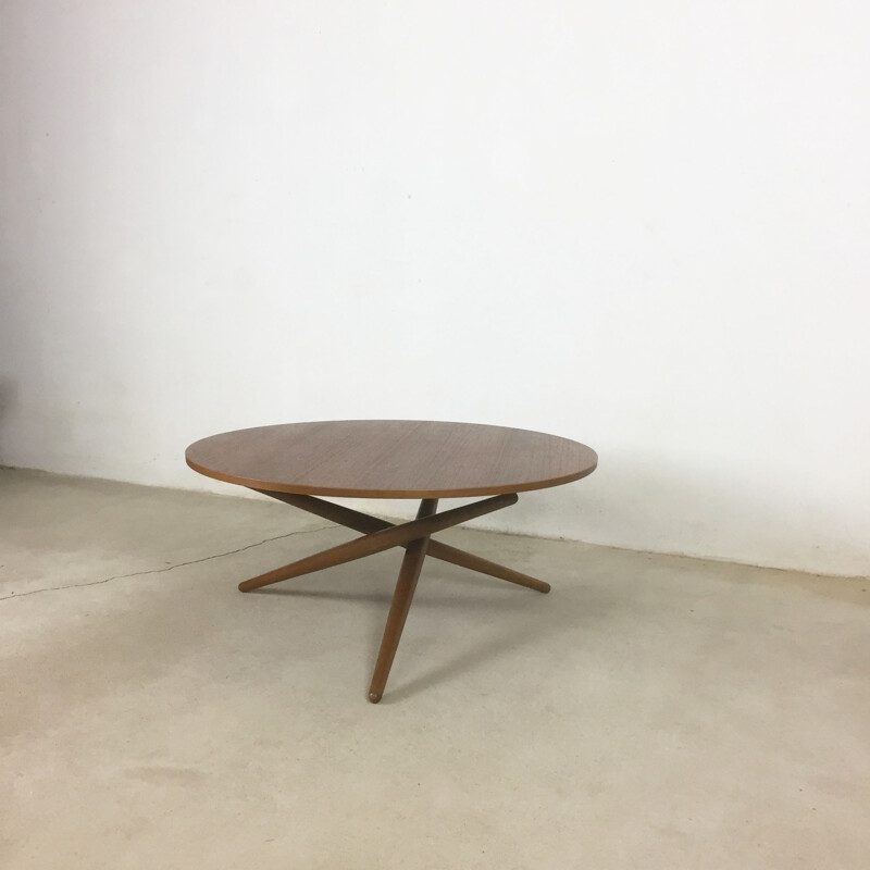 Table TEE ESS réglable en hauteur en teck par Jürg Bally pour Wohnbedarf Zürich - 1950