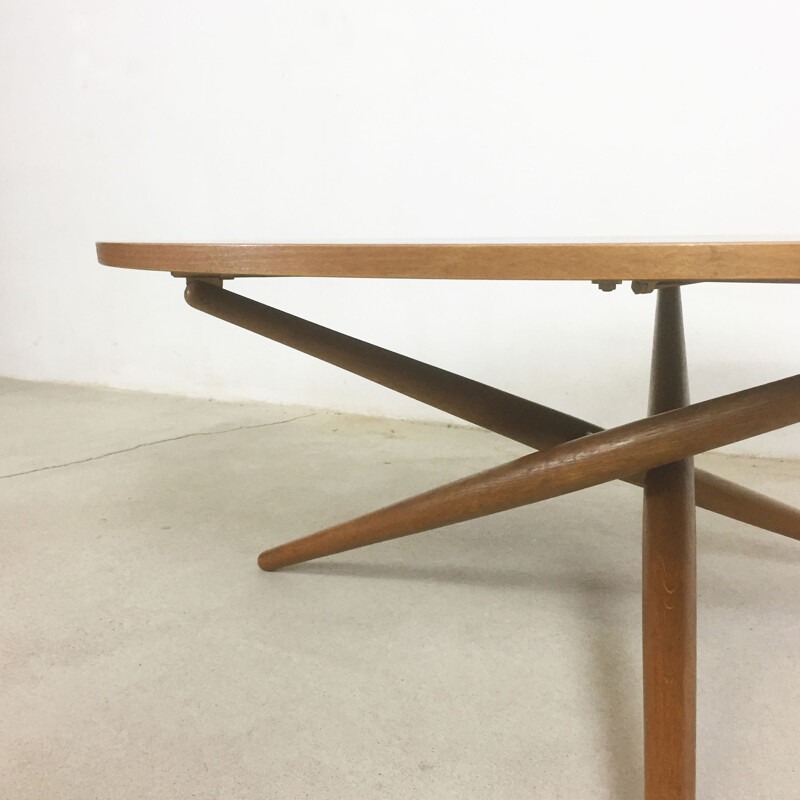 Table TEE ESS réglable en hauteur en teck par Jürg Bally pour Wohnbedarf Zürich - 1950