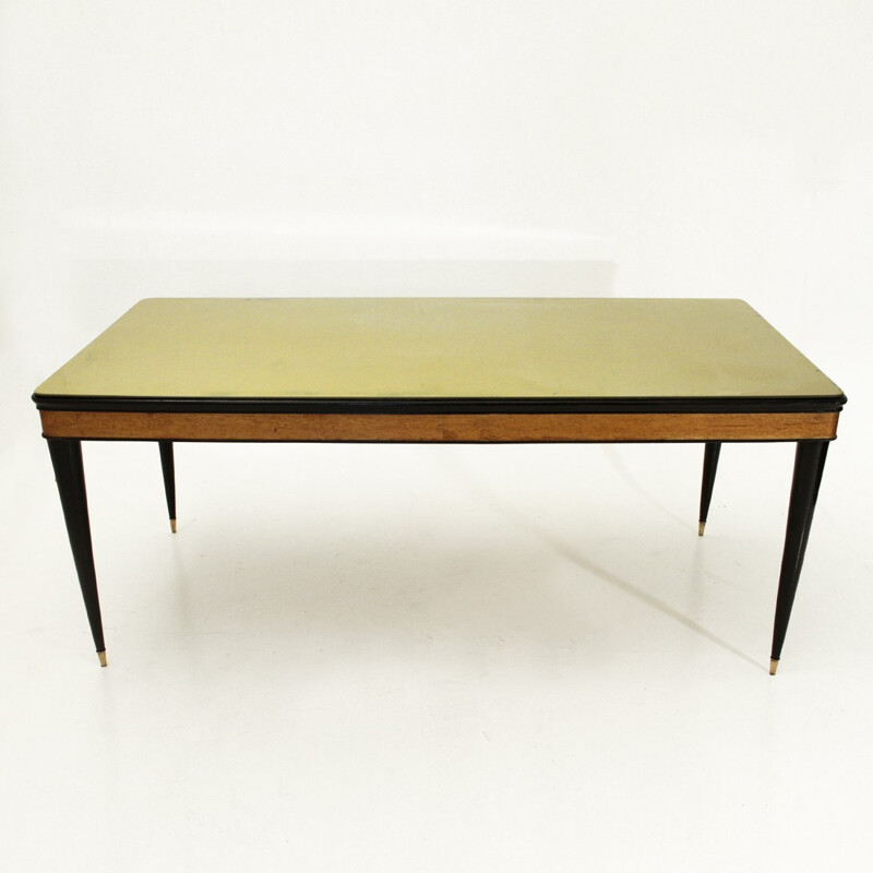 Italian vintage dining table with glass top
