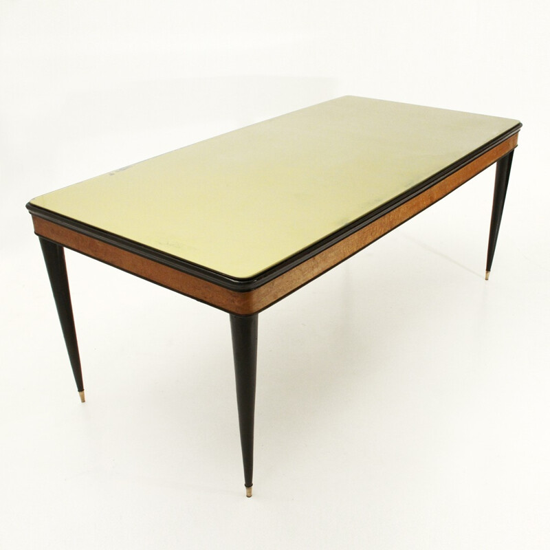 Italian vintage dining table with glass top