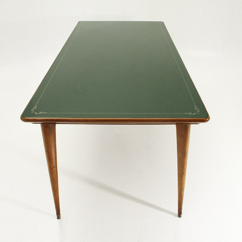 Table à repas italien avec le dessus en verre vert - 1950