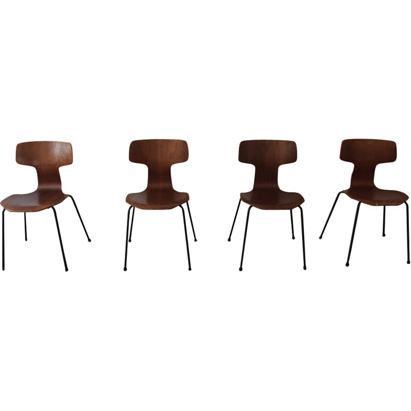 Set of 4 "3103" chairs by Arne Jacobsen for Fritz Hansen - 1960s
