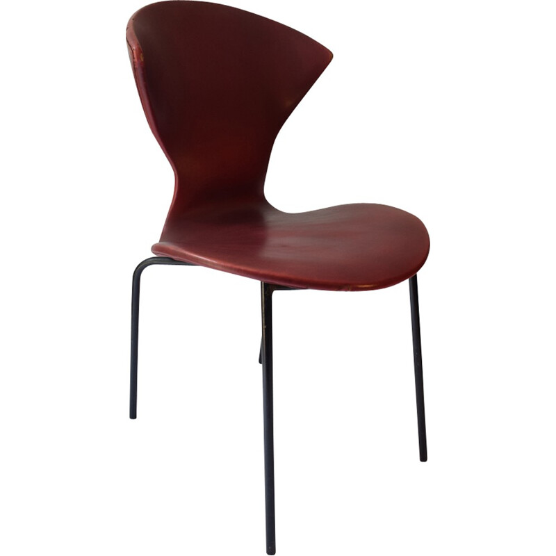 Red leatherette chair by Geneviève Dangles and Christian Defrance - 1950s