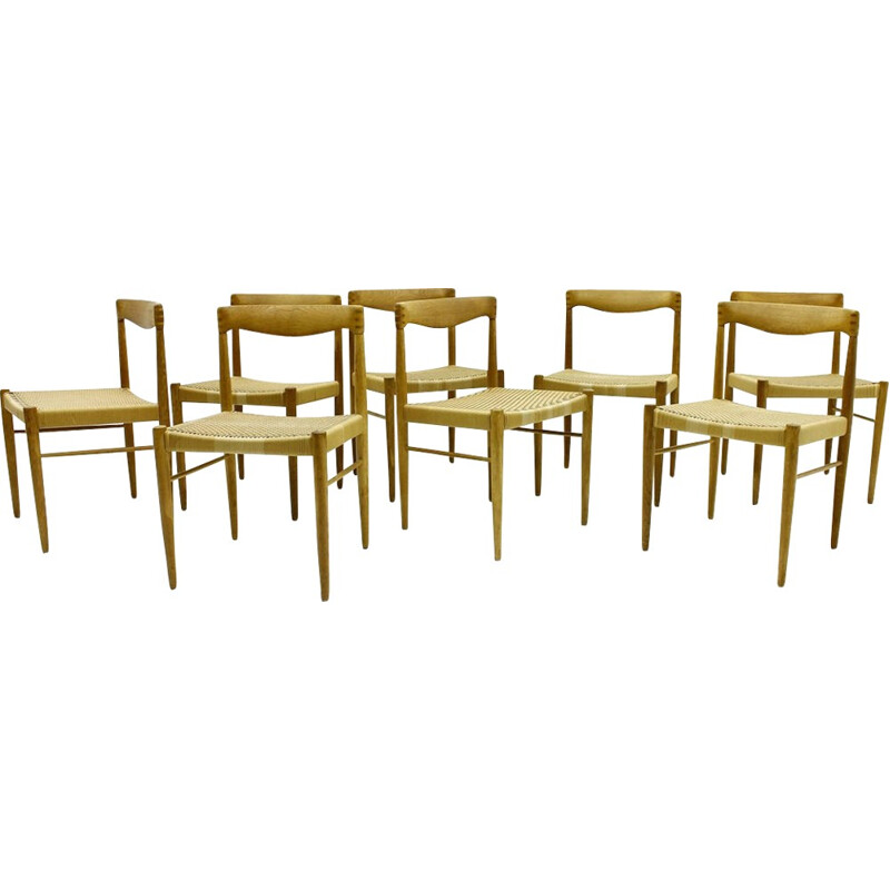 Set of 8 Vintage Oak chairs by H.W. Klein for Bramin - 1960s