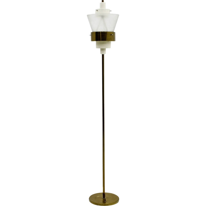 Vintage floor Lamp in brass and lucite by Stilnovo - 1950s