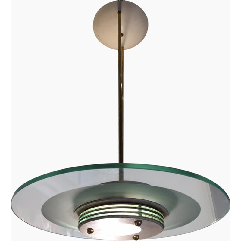 Mid century Ceiling lamp with glass disc for Sirrah - 1960s
