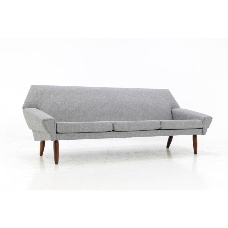 Danish mid-century grey 3 seater sofa in rosewood - 1960s