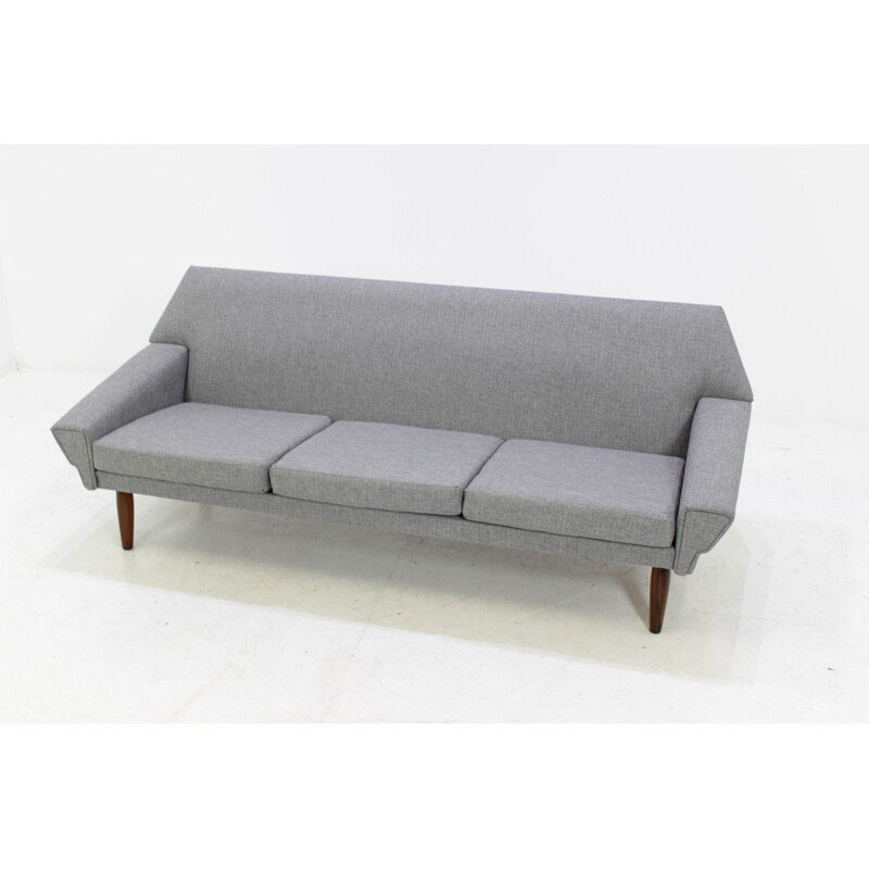 Danish mid-century grey 3 seater sofa in rosewood - 1960s