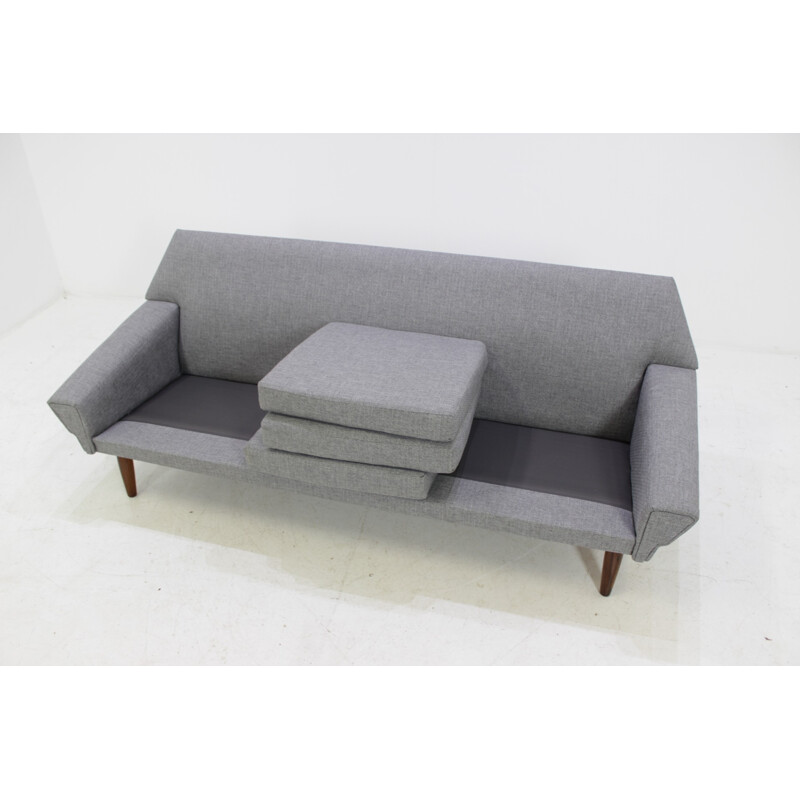 Danish mid-century grey 3 seater sofa in rosewood - 1960s